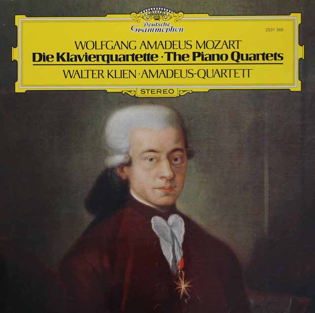 クリーン、アマデウス四重奏団のモーツァルト/ピアノ四重奏曲第1、2番　独DGG　3433　LP レコード