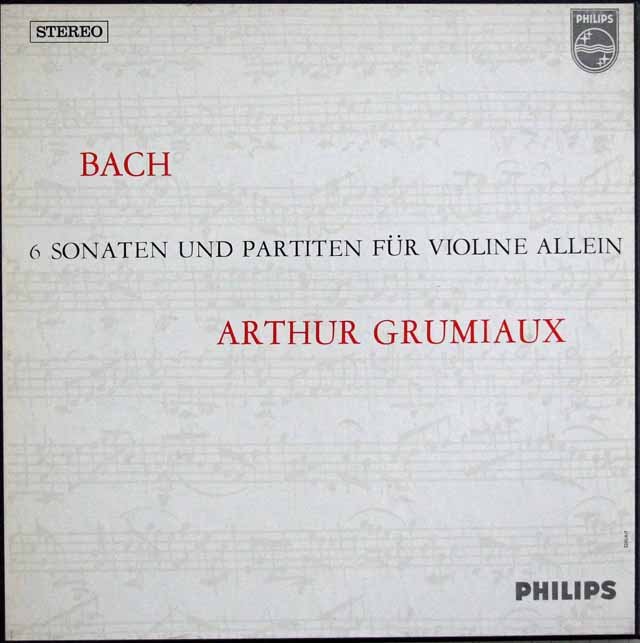 【特価】　グリュミオーのバッハ/無伴奏ソナタとパルティータ　蘭PHILIPS　3495　LP レコード
