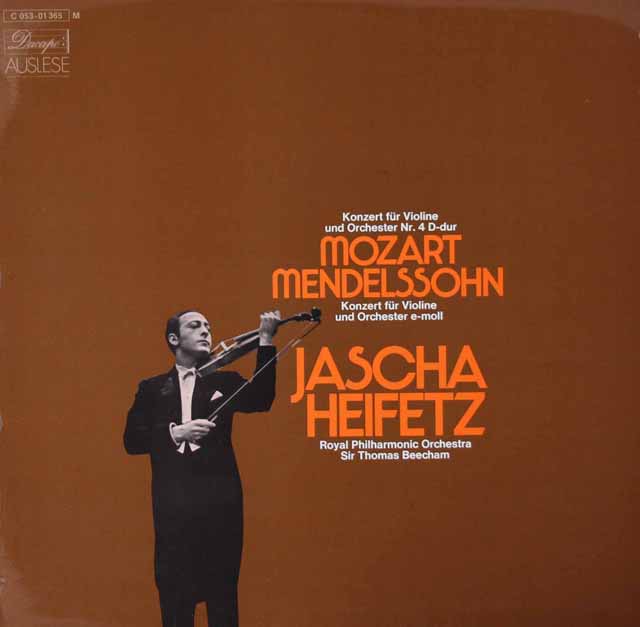 ハイフェッツ、ビーチャムのモーツァルト、メンデルスゾーン/ヴァイオリン協奏曲　独Dacapo　3740　LP レコード