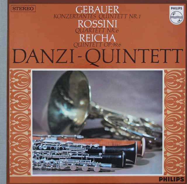 ダンツィ五重奏団のゲバウアー、ロッシーニ、ライヒャの作品集　蘭PHILIPS　3741　LP レコード