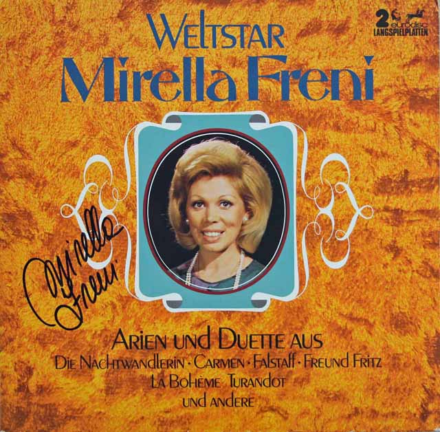 【直筆サイン入り】フレーニのオペラ・アリア、デュエット集　独eurodisc　3117　LP レコード