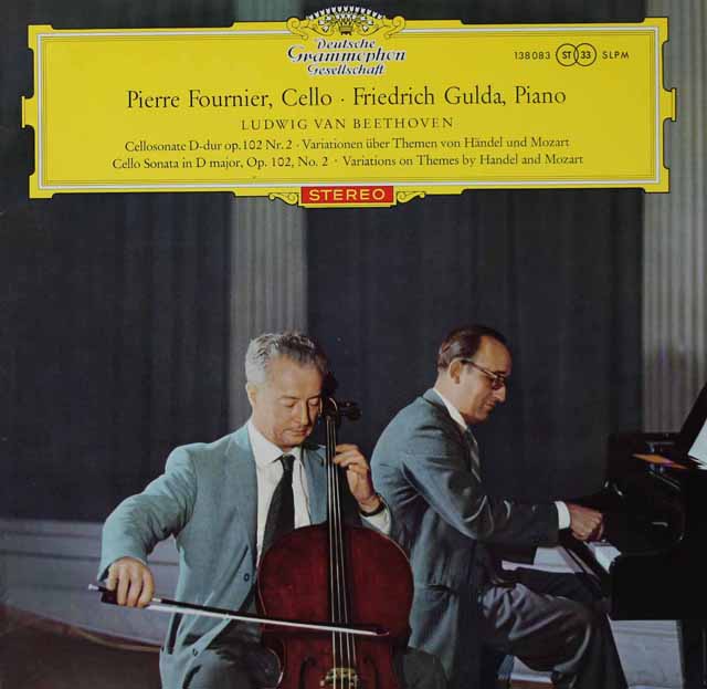 【赤ステレオ、オリジナル盤】 フルニエ、グルダのベートーヴェン/チェロソナタ第5番ほか　独DGG　3118