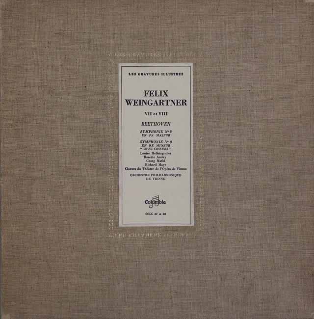 ワインガルトナーのベートーヴェン/交響曲第8、9番　仏Columbia　3437　LP レコード