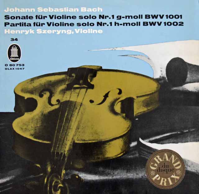 シェリングのバッハ/無伴奏ヴァイオリン・ソナタ第1番、パルティータ第1番　独Odeon　3494　LP レコード