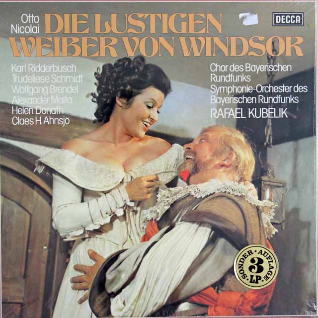 【未開封】　クーベリックのニコライ/歌劇「ウィンザーの陽気な女房たち」全曲　独DECCA　3743　LP レコード
