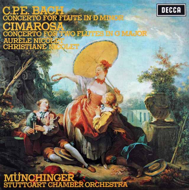 【オリジナル盤】　ニコレ&ミュンヒンガーらのC.P.E.バッハ&チマローザ/フルート協奏曲集　英DECCA　3123　LP レコード