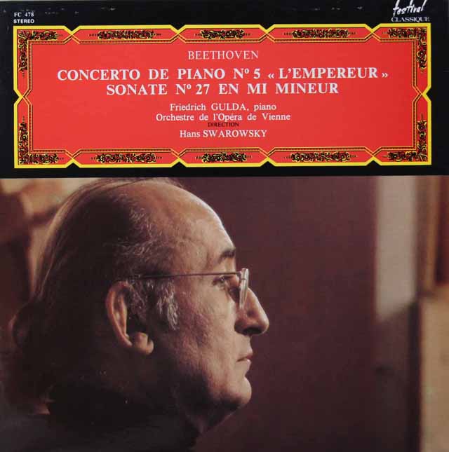 グルダ、スワロフスキーのベートーヴェン/ピアノ協奏曲第5番「皇帝」ほか　仏Festival Classique　3439　LP レコード