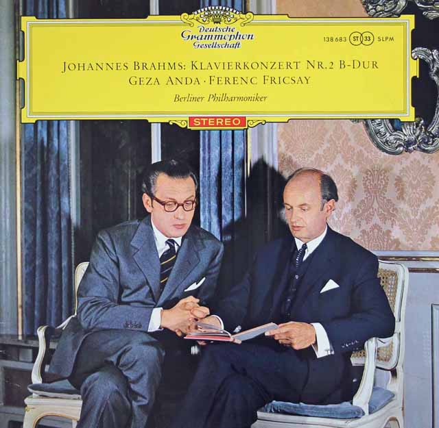 【赤ステレオ、オリジナル盤】　アンダ、フリッチャイのブラームス/ピアノ協奏曲第2番　独DGG　3127　LP レコード