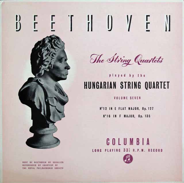 【オリジナル盤】ハンガリー四重奏団のベートーヴェン/弦楽四重奏曲第12番&13番　英Columbia　3128　LP レコード