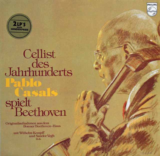 カザルスのベートーヴェン/チェロソナタ第1番ほか　独PHILIPS　3444　LP レコード