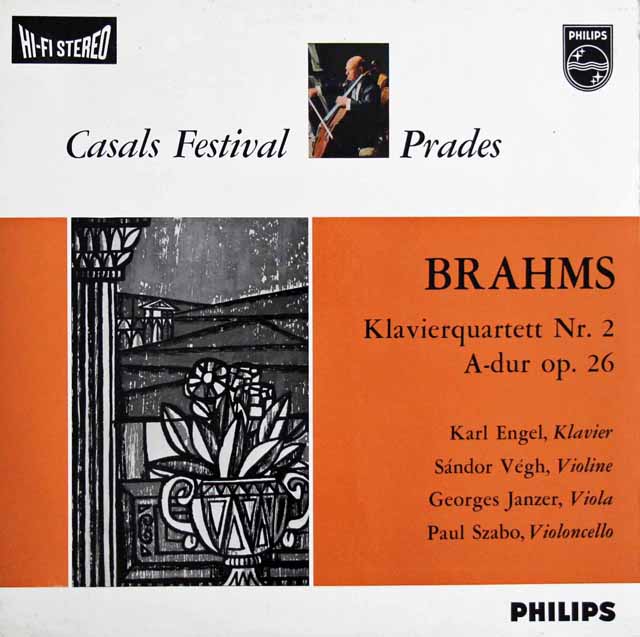 【オリジナル盤】エンゲル、ヴェーグらのブラームス/ピアノ四重奏曲第2番　蘭PHILIPS　3444　LP レコード