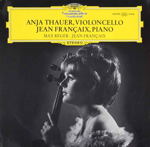 タウアー&フランセのレーガー/無伴奏チェロ組曲第3番ほか　独DGG　3129　LP レコード