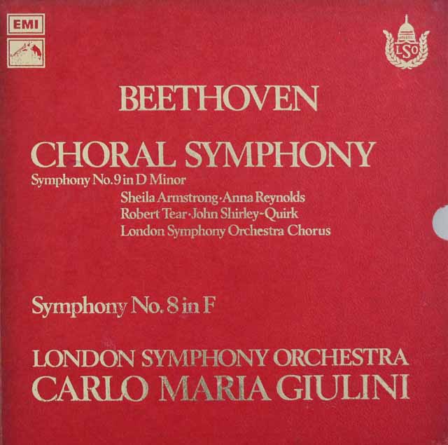 【オリジナル盤】　ジュリーニのベートーヴェン/交響曲第9&8番　英EMI　3129　LP レコード