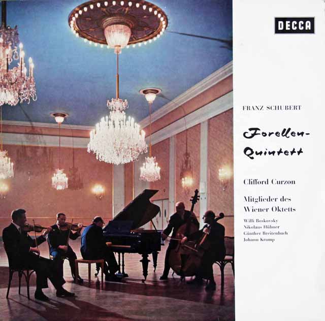 カーゾン、ウィーンオクテットらのシューベルト/ピアノ五重奏曲「鱒」　独DECCA　3745　LP レコード