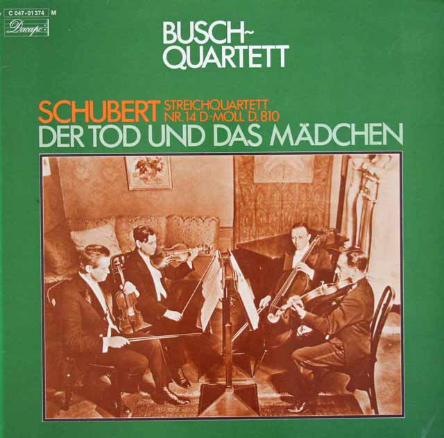 ブッシュ四重奏団のシューベルト/弦楽四重奏曲第14番「死と乙女」　独EMI　3803　LP レコード