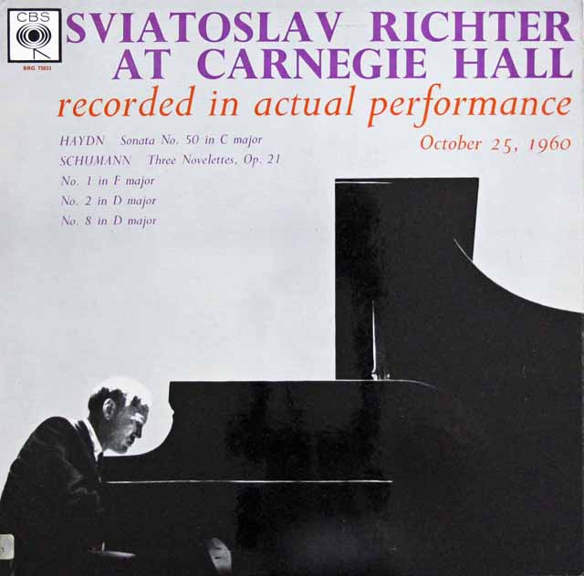 リヒテルのカーネギーホール・リサイタル　（ハイドン、シューマン）　英CBS　3502　LP レコード