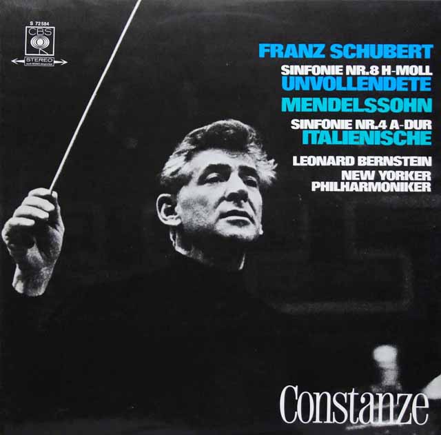 バーンスタインのシューベルト、メンデルスゾーン/「未完成」、「イタリア」　独CBS　3503　LP レコード