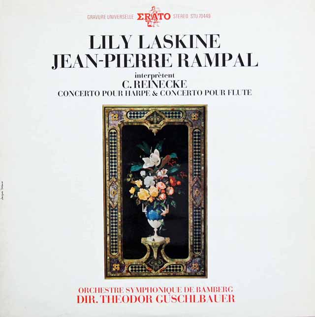 ランパル、ラスキーヌのライネッケ/フルート協奏曲、ハープ協奏曲　仏ERATO　3503　LP レコード