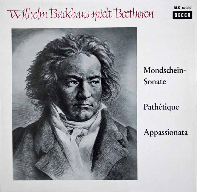 バックハウスのベートーヴェン/ピアノソナタ「月光」、「悲愴」、「熱情」　独DECCA　3503　LP レコード