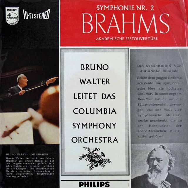 【オリジナル盤】　ワルターのブラームス/交響曲第2番　蘭PHILIPS　3140　LP レコード