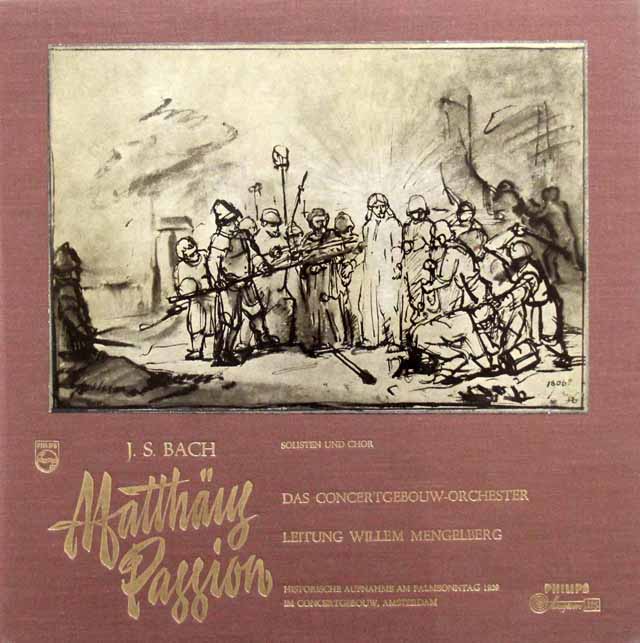 メンゲルベルクのバッハ/マタイ受難曲　蘭PHILIPS　3143　LP レコード
