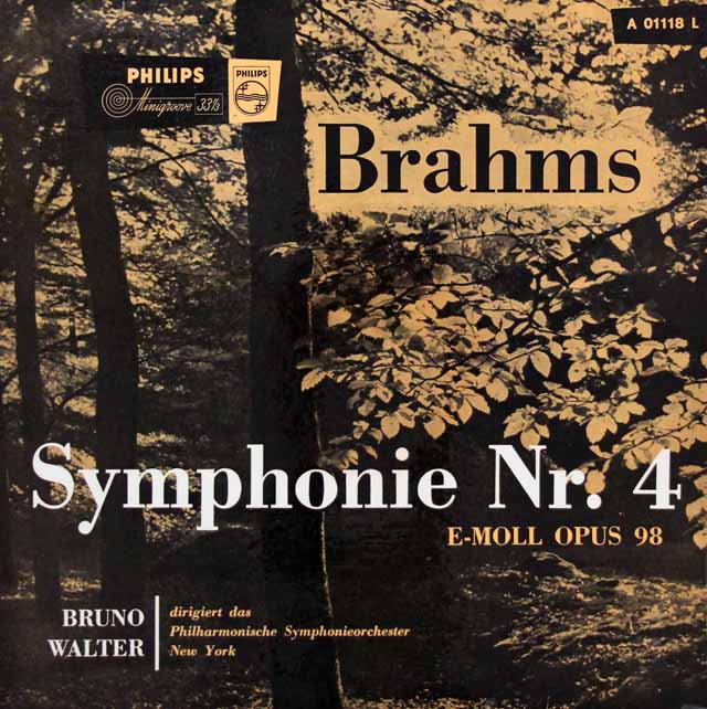 ワルターのブラームス/交響曲第4番　独PHILIPS　3144　LP レコード