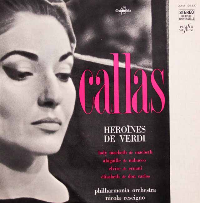 カラスのヴェルディ/アリア集　仏columbia　3144　LP レコード