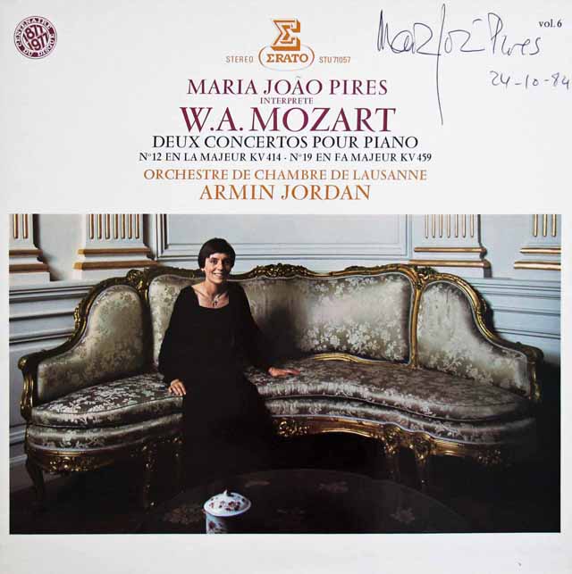 【直筆サイン入り】ピレシュ&ジョルダンのモーツァルト/ピアノ協奏曲第12 & 19番　仏ERATO　3145　LP レコード