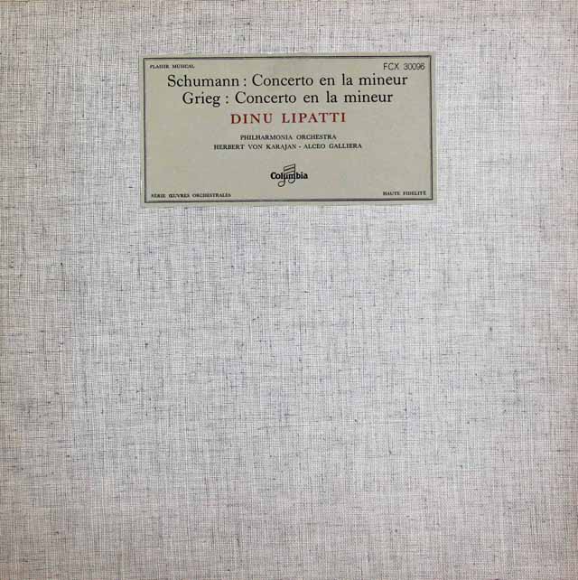 リパッティ&カラヤンほかのシューマン&グリーグ/ピアノ協奏曲　仏Columbia　3146　LP レコード