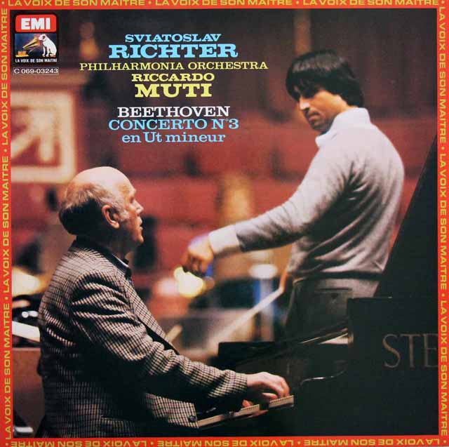 リヒテル、ムーティのベートーヴェン/ピアノ協奏曲第3番ほか　仏EMI　3598　LP レコード