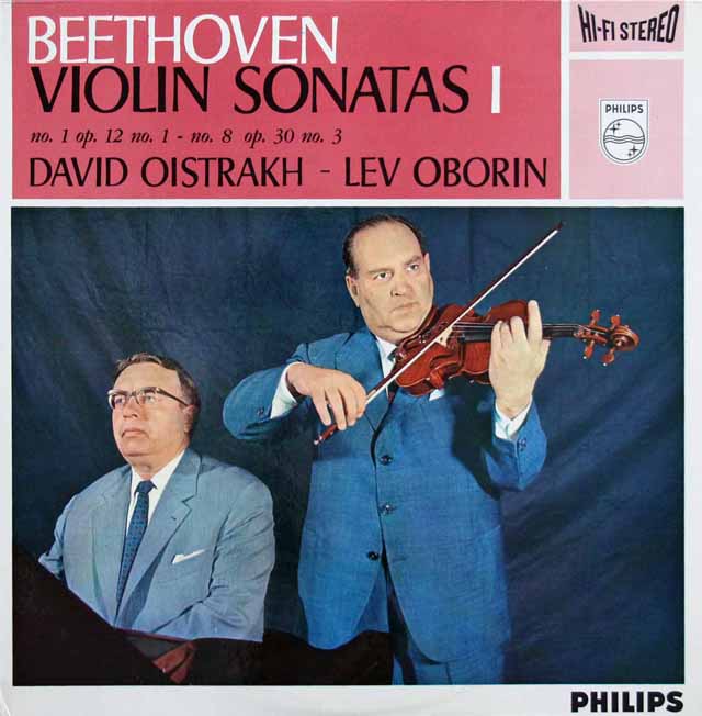 オイストラフ、オボーリンのベートーヴェン/ヴァイオリン・ソナタ第1、8番　蘭PHILIPS　3598　LP レコード