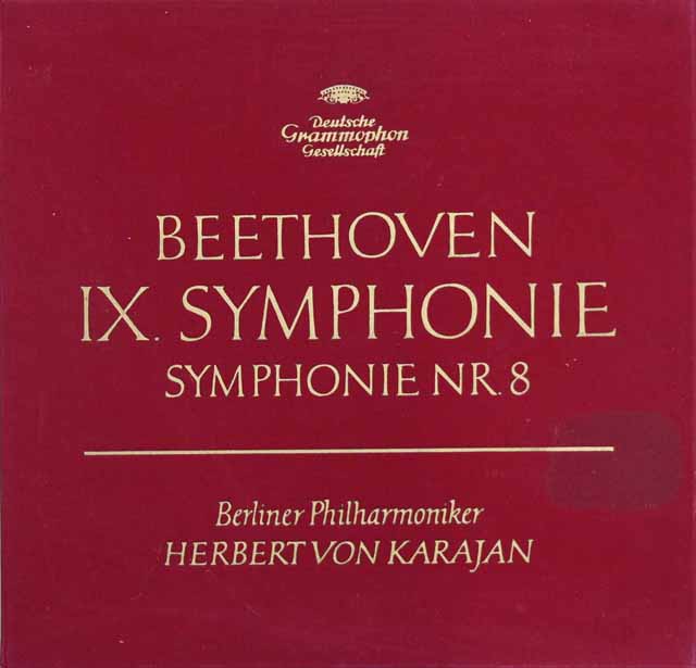 【赤ステレオ/独最初期盤】　カラヤンのベートーヴェン/交響曲第8&9番「合唱付き」　独DGG　3201　LP レコード