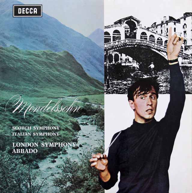 アバドのメンデルスゾーン/交響曲第3番「スコットランド」& 第4番「イタリア」　英DECCA　3202　LP レコード