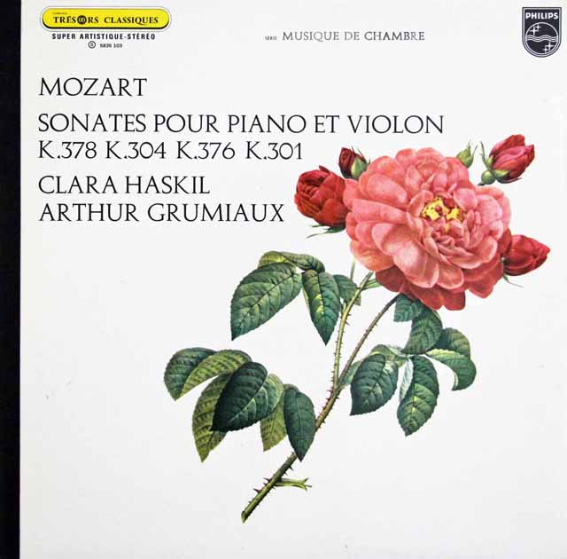 グリュミオー&ハスキルのモーツァルト/ヴァイオリンソナタ集　仏PHILIPS　3202　LP レコード