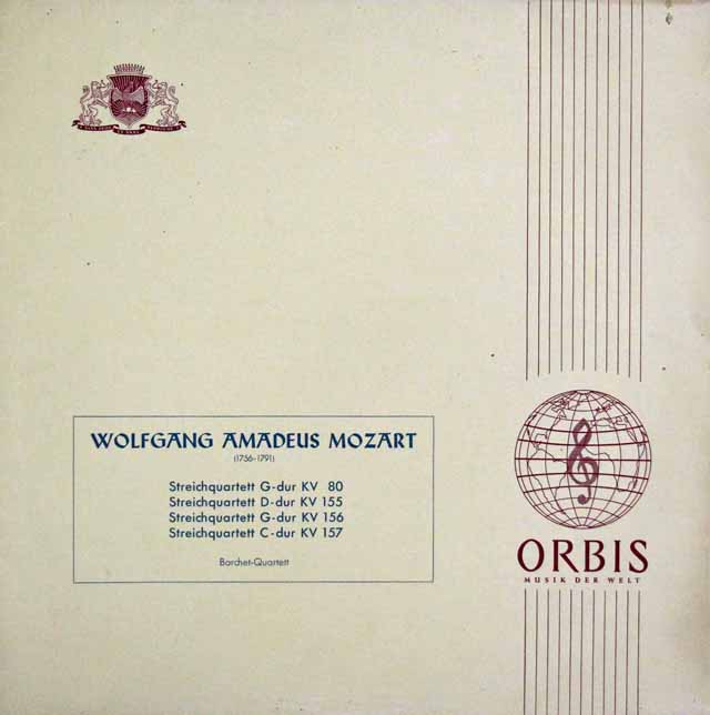 バルヒェット四重奏団のモーツァルト/弦楽四重奏曲第1～4番　独ORBIS　3597　LP レコード