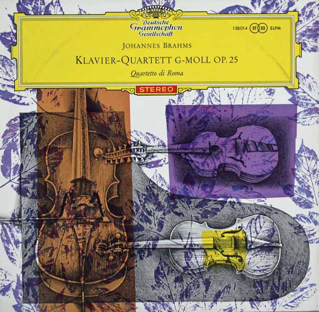 【赤ステレオ/独最初期盤】　ローマ四重奏団のブラームス/ピアノ四重奏曲第1番　独DGG　3205　LP レコード