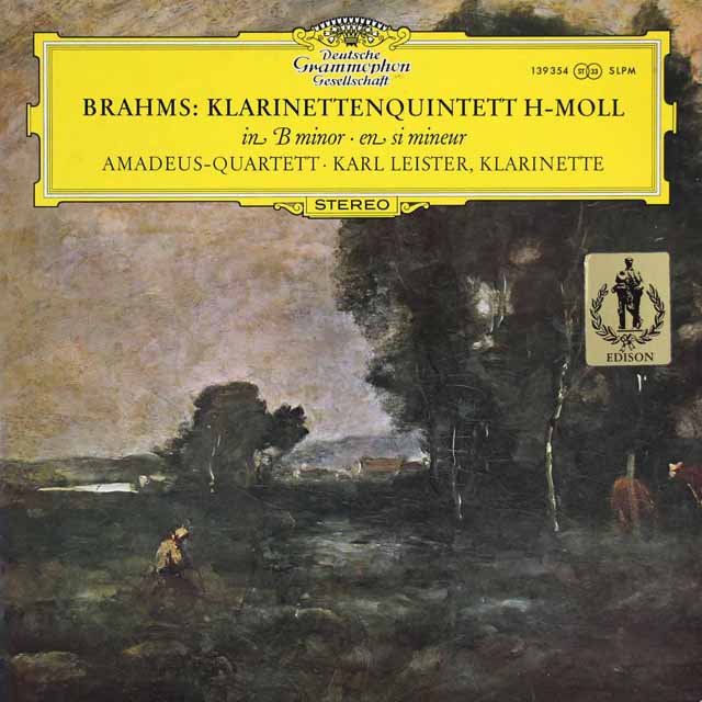 アマデウス四重奏団、ライスターのブラームス/クラリネット五重奏曲 ロ短調　独DGG　3597　LP レコード