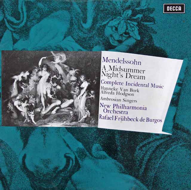 【オリジナル盤】デ・ブルゴスのメンデルスゾーン/「真夏の夜の夢」全曲　英DECCA　3206　LP レコード