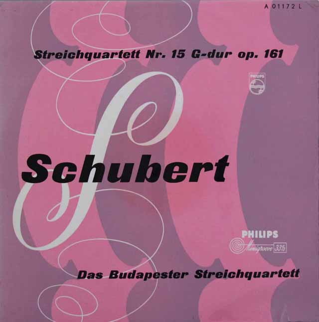 ブダペスト弦楽四重奏団のシューベルト/弦楽四重奏曲第15番　独PHILIPS　3207　LP レコード