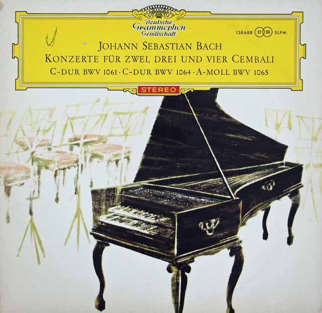 【赤ステレオ、独最初期盤】　マーロー、クック、ザイデンベルクらのバッハ/2台、3台、4台のチェンバロのための協奏曲　独DGG　3721　LP レコード
