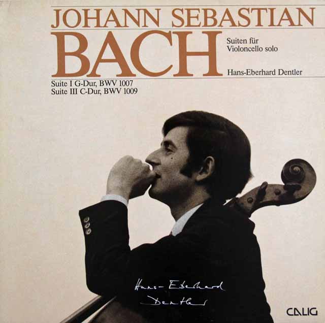 デントラーのバッハ/無伴奏チェロ組曲第1、3番　独CALIG　3509　LP レコード