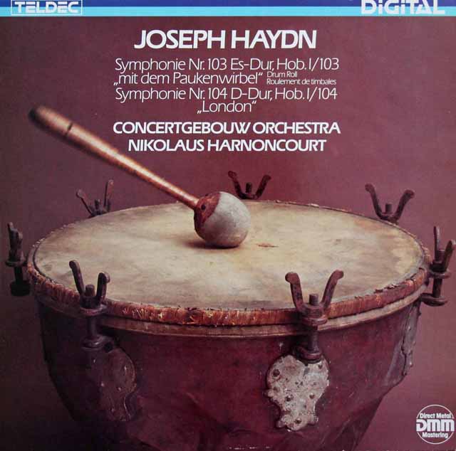 アーノンクールのハイドン/交響曲第103番「太鼓連打」、第104番「ロンドン」　独TELDEC　3509　LP レコード