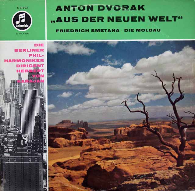 カラヤンのドヴォルザーク/交響曲第9(5)番「新世界より」&スメタナ/「モルダウ」　独Columbia　3209　LP レコード