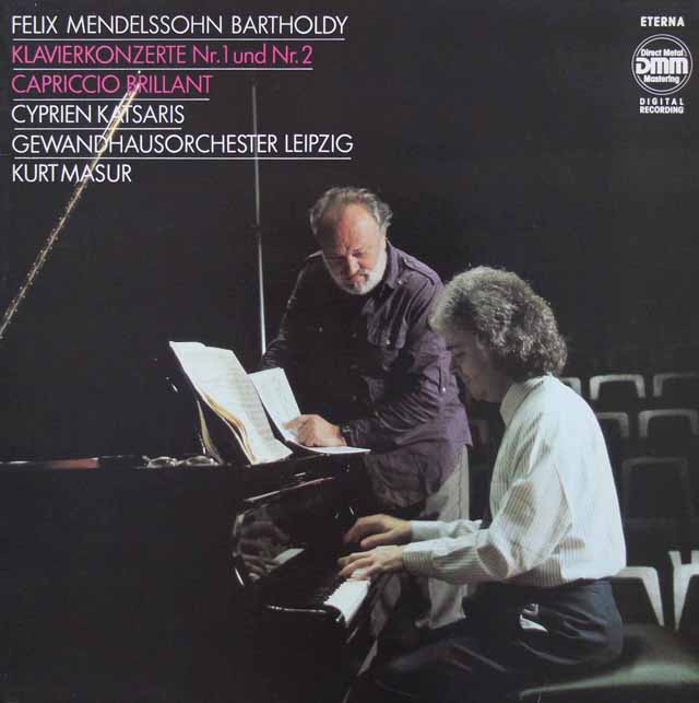 カツァリス、マズアのメンデルスゾーン/ピアノ協奏曲第1、2番　独ETERNA　3723　LP レコード