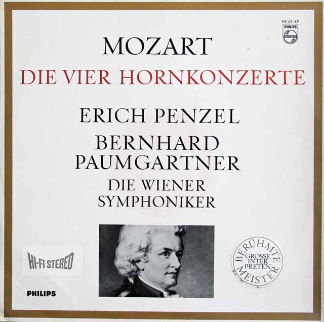 【オリジナル盤】　ペンツェル&パウムガルトナーのモーツァルト/ホルン協奏曲第1～4番　蘭PHILIPS　3212　LP レコード