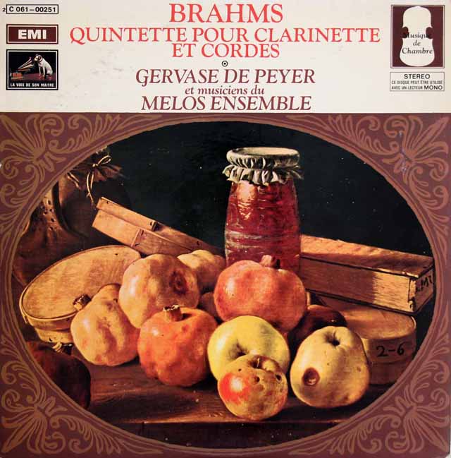 ドゥ・ペイエ&メロス・アンサンブルのブラームス&レーガー/クラリネット五重奏曲集　仏EMI（VSM）　3212　LP レコード
