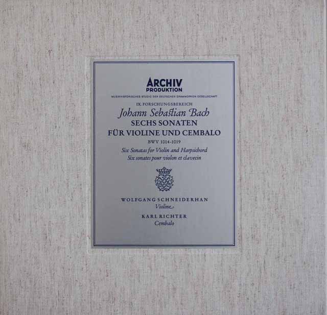 シュナイダーハン&リヒターのバッハ/ヴァイオリンとチェンバロのためのソナタ　独ARCHIV　3212