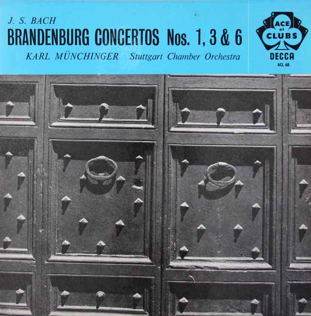 ミュンヒンガーのバッハ/ブランデンブルク協奏曲第1、3、6番　英ACE of CLUBS（DECCA）　3513　LP レコード