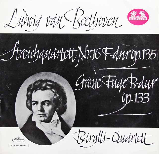 バリリ四重奏団のベートーヴェン/弦楽四重奏曲第16番&大フーガ　独HELIODOR　3215　LP レコード