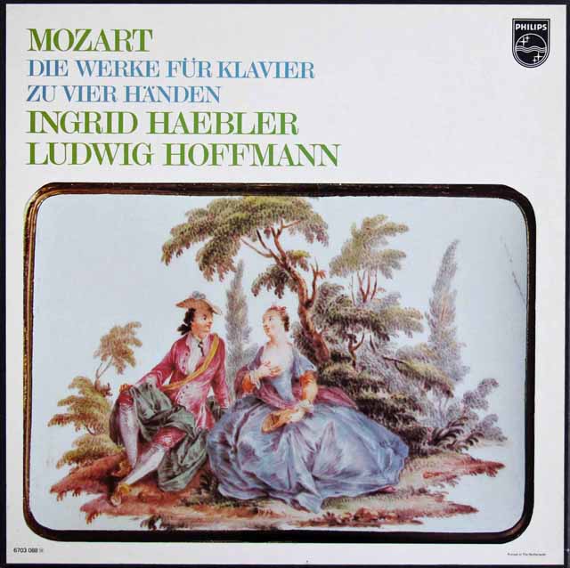 ヘブラー、ホフマンのモーツァルト/4手のためのピアノ作品集　蘭PHILIPS　3595　LP レコード